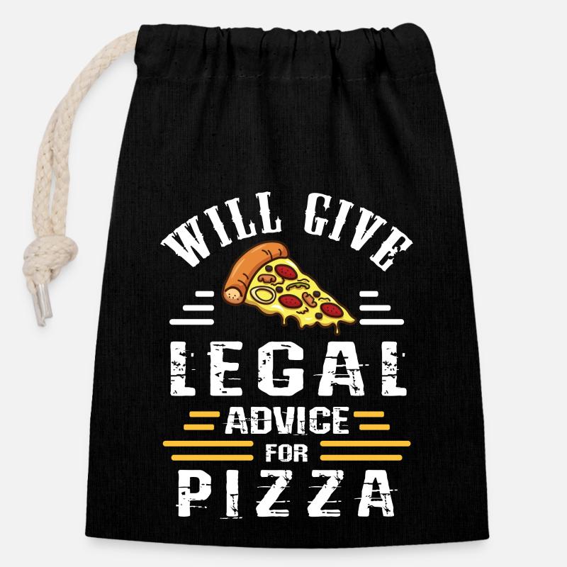 Donnera des conseils juridiques à l’avocat de la pizza - Sac cadeau en coton avec cordon (14 x 20 cm) - noir