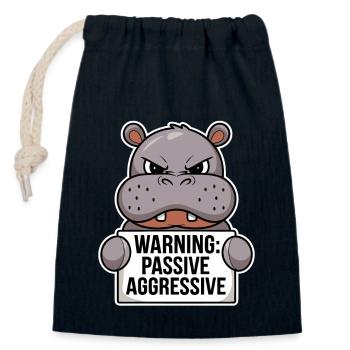 Warning: Passive Aggressive Hippopotamus - Closable cotton gift bag (14x20cm) - navy - Front