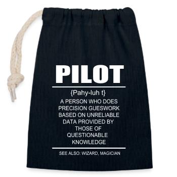 Pilote d’avion - Sac cadeau en coton avec cordon (14 x 20 cm) - bleu marine - Devant