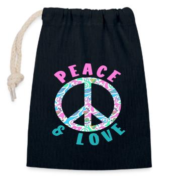 Peace & Love Buntes Friedenssymbol - Verschließbarer Geschenkbeutel aus Baumwolle (14x20cm) - Navy - Vorne