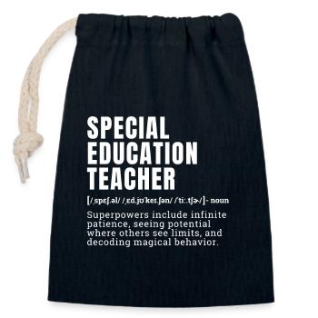Funny Special Education Teacher Definition Superpo - Closable cotton gift bag (14x20cm) - navy - Front