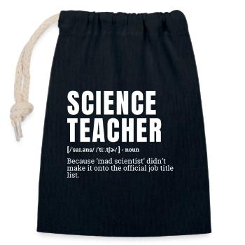 Drôle Professeur de sciences Titre du poste Définition Humour - Sac cadeau en coton avec cordon (14 x 20 cm) - bleu marine - Devant