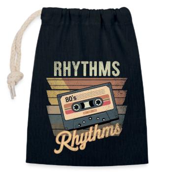 cassette rythme année 80 - Sac cadeau en coton avec cordon (14 x 20 cm) - bleu marine - Devant