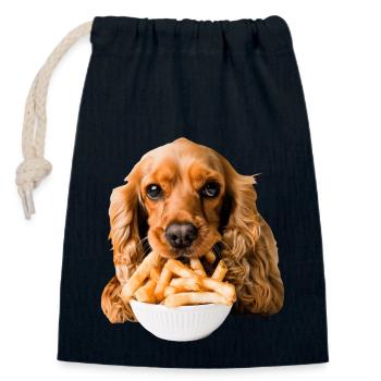 Cocker Spaniel - Sac cadeau en coton avec cordon (14 x 20 cm) - bleu marine - Devant