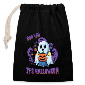 Süßes Geister Halloween Outfit Damen - Verschließbarer Geschenkbeutel aus Baumwolle (14x20cm) - Schwarz - Vorne