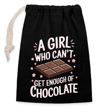 Chocolate Saying Funny Chocolate Gift - Closable cotton gift bag (14x20cm) - black - Front