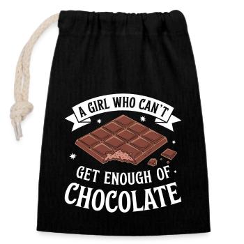 Chocolate Saying Funny Chocolate Gift - Closable cotton gift bag (14x20cm) - black - Front