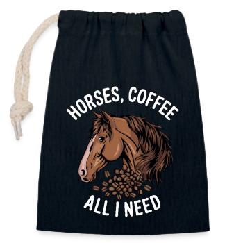 Lustiges Pferd Kunst Pferdebesitzer Pferde Kaffee - Verschließbarer Geschenkbeutel aus Baumwolle (14x20cm) - Navy - Vorne