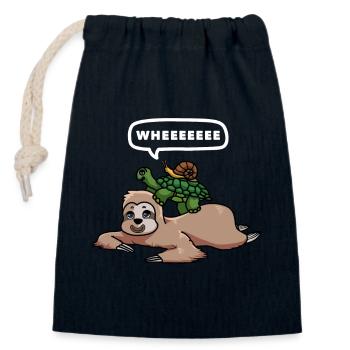 Träges Nickerchen Wheeeeeee Chilling Faultier - Verschließbarer Geschenkbeutel aus Baumwolle (14x20cm) - Navy - Vorne