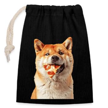 Akita - Closable cotton gift bag (14x20cm) - black - Front