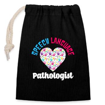 Orthophoniste Empreintes de mains cardiaques - Sac cadeau en coton avec cordon (14 x 20 cm) - noir - Devant