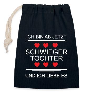 Schwiegertochter Hochzeit Heirat Zukünftige Braut - Verschließbarer Geschenkbeutel aus Baumwolle (14x20cm) - Navy - Vorne
