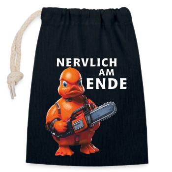 NERVLICH AM ENDE - Verschließbarer Geschenkbeutel aus Baumwolle (14x20cm) - Navy - Vorne