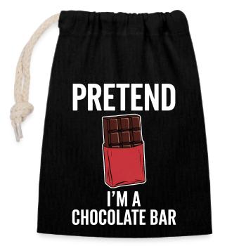 Chocolate Saying Funny Chocolate Gift - Closable cotton gift bag (14x20cm) - black - Front