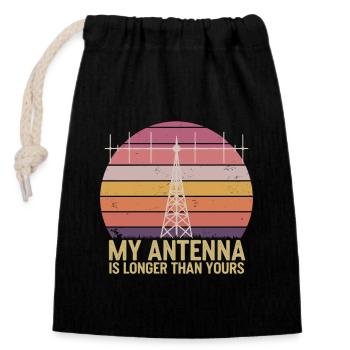 Antenne radio amateur Mon antenne est - Sac cadeau en coton avec cordon (14 x 20 cm) - noir - Devant