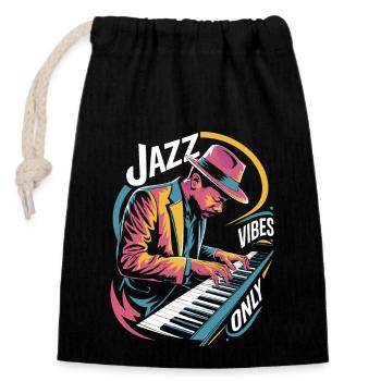 Jazz Vibes Only Musiker Klavierkunst - Verschließbarer Geschenkbeutel aus Baumwolle (14x20cm) - Schwarz - Vorne