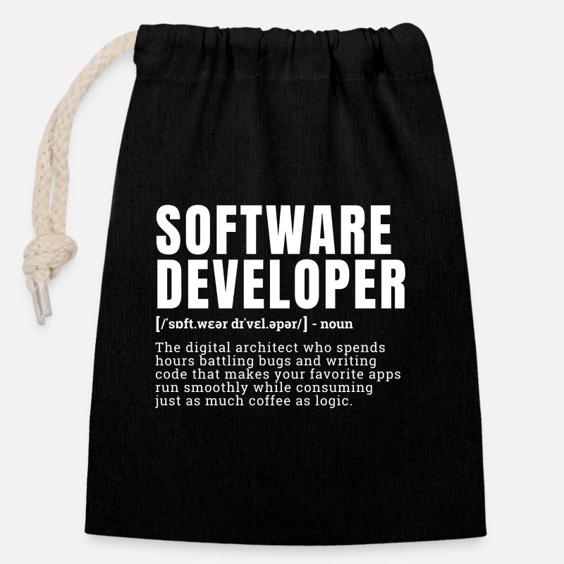 Funny Software Developer Occupation Definition Occ - Verschließbarer Geschenkbeutel aus Baumwolle (14x20cm) - Schwarz