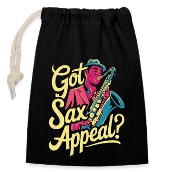 Hast Du Sax Appeal? Jazz Leidenschaft - Verschließbarer Geschenkbeutel aus Baumwolle (14x20cm) - Schwarz - Vorne