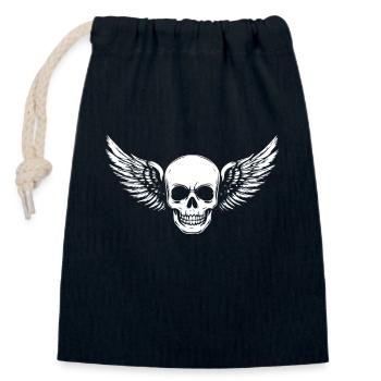 Skull with wings for bikers – classic look - Closable cotton gift bag (14x20cm) - navy - Front