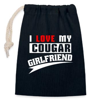 J’adore ma copine cougar - Sac cadeau en coton avec cordon (14 x 20 cm) - bleu marine - Devant