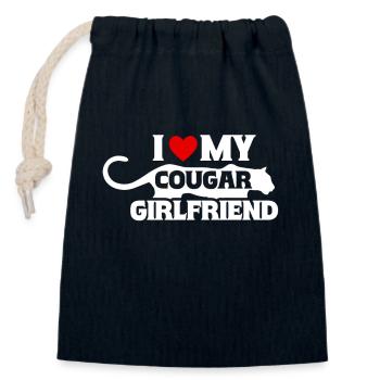 J’adore ma copine cougar - Sac cadeau en coton avec cordon (14 x 20 cm) - bleu marine - Devant