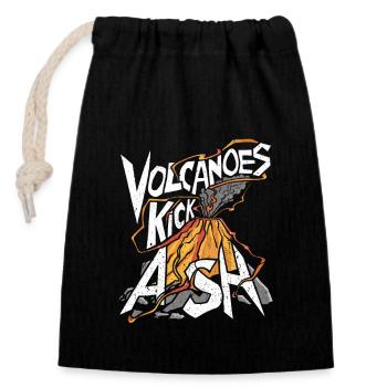 Volcan – Cendres, lave et feu - Sac cadeau en coton avec cordon (14 x 20 cm) - noir - Devant