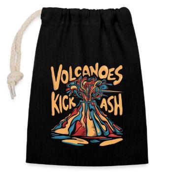 Volcanoes are hot and impressive - Closable cotton gift bag (14x20cm) - black - Front