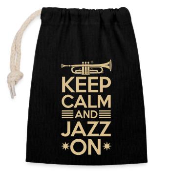 Keep Calm And Jazz On Musikliebhaber - Verschließbarer Geschenkbeutel aus Baumwolle (14x20cm) - Schwarz - Vorne