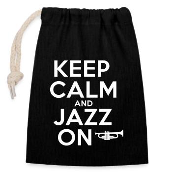 Keep Calm And Jazz On Musikliebhaber Spruch - Verschließbarer Geschenkbeutel aus Baumwolle (14x20cm) - Schwarz - Vorne
