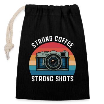Fotograf Starker Kaffee Starke Shots Kamera - Verschließbarer Geschenkbeutel aus Baumwolle (14x20cm) - Schwarz - Vorne