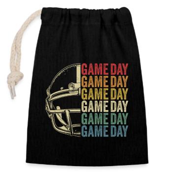 Retro Football Gameday American Football - Verschließbarer Geschenkbeutel aus Baumwolle (14x20cm) - Schwarz - Vorne