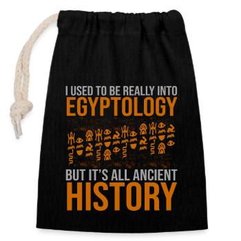 Egyptology But Ancient History Mythology - Closable cotton gift bag (14x20cm) - black - Front