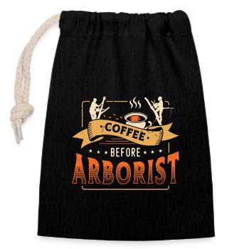 Arborist Coffee Before Tree Climber Coffee Lover - Verschließbarer Geschenkbeutel aus Baumwolle (14x20cm) - Schwarz - Vorne