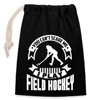 Field Hockey I Play Field Hockey - Closable cotton gift bag (14x20cm) - black - Front
