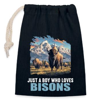 Bisons Bison - Verschließbarer Geschenkbeutel aus Baumwolle (14x20cm) - Navy - Vorne