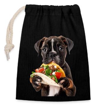 Boxer - Verschließbarer Geschenkbeutel aus Baumwolle (14x20cm) - Schwarz - Vorne
