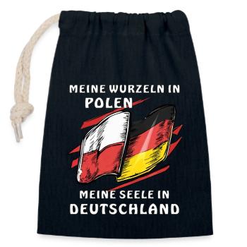 ROOTS IN POLAND SOUL IN GERMANY - Closable cotton gift bag (14x20cm) - navy - Front