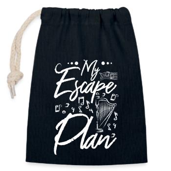 Playing harp is my escape plan - Closable cotton gift bag (14x20cm) - navy - Front