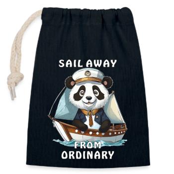 SAIL AWAY FROM ORDINARY - Verschließbarer Geschenkbeutel aus Baumwolle (14x20cm) - Navy - Vorne