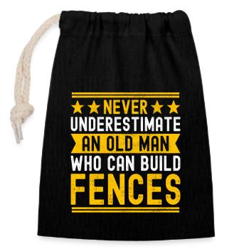 Zauninstallateur Zaunbauer Fence Installer - Verschließbarer Geschenkbeutel aus Baumwolle (14x20cm) - Schwarz - Vorne