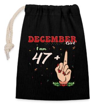 December Girl 47 + Middle Finger | Bold 48th - Closable cotton gift bag (14x20cm) - black - Front