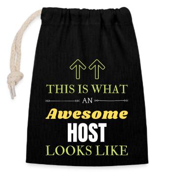This is What an Awesome Host Looks Like - Closable cotton gift bag (14x20cm) - black - Front