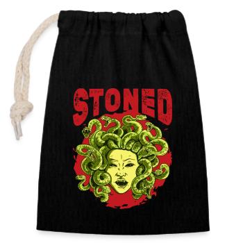 Stoned Goddess Griechische Mythologie - Verschließbarer Geschenkbeutel aus Baumwolle (14x20cm) - Schwarz - Vorne
