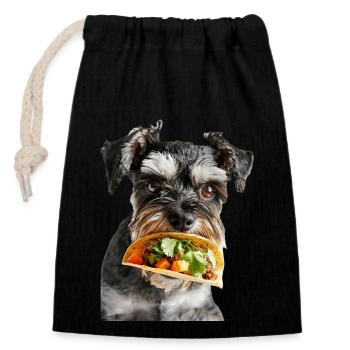 Miniature Schnauzer - Closable cotton gift bag (14x20cm) - black - Front