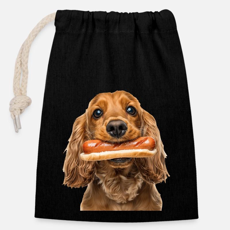 Cocker Spaniel - Verschließbarer Geschenkbeutel aus Baumwolle (14x20cm) - Schwarz