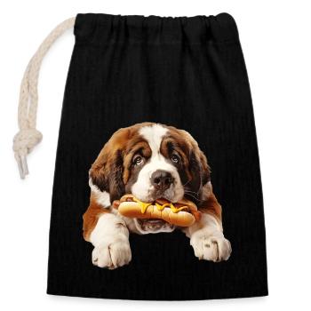 Saint-bernard - Sac cadeau en coton avec cordon (14 x 20 cm) - noir - Devant
