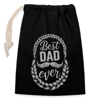 Meilleur papa de tous les temps avec motif de moustache - Sac cadeau en coton avec cordon (14 x 20 cm) - noir - Devant