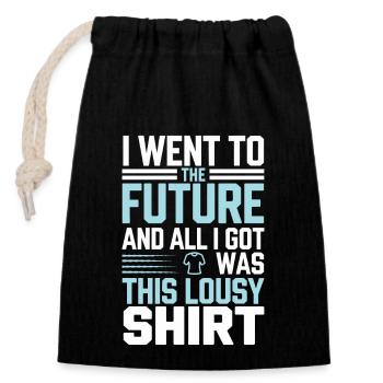 Time travel sci-fi enthusiast and time machine - Closable cotton gift bag (14x20cm) - black - Front