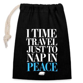 Time travel sci-fi enthusiast and time machine - Closable cotton gift bag (14x20cm) - black - Front
