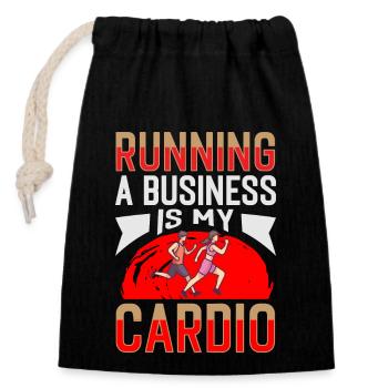 Das Marathon-Geschäft ist Cardio-Laufen - Verschließbarer Geschenkbeutel aus Baumwolle (14x20cm) - Schwarz - Vorne